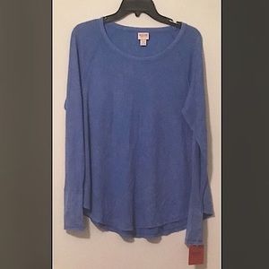 MOSSIMO, NWT Size M/M Blue Thermal, Long Sleeves, Pullover Shirt Top, Blouse